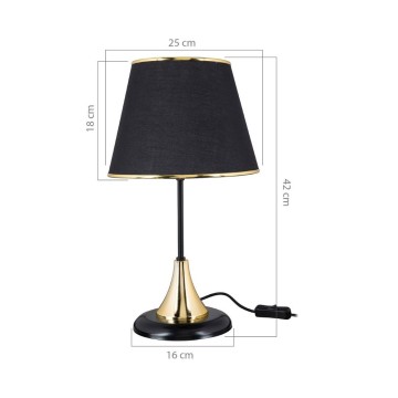 Aden Tischlampe Metall und schwarzem Stoff Schatten ASZ1632