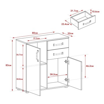 Mosso MO2 Sideboard in Eiche und Weiß