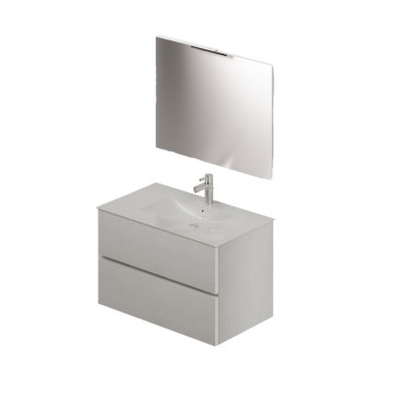 Badezimmerschrank mit Waschbecken und Spiegel 80 Esche weiß