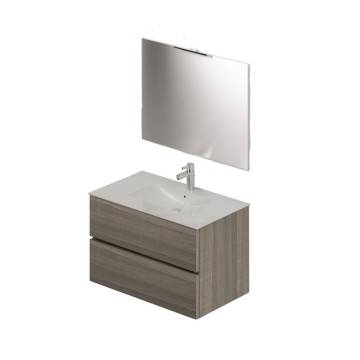 Badezimmerschrank mit Waschbecken und Spiegel 80 Ulme