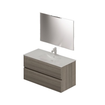 Badezimmerschrank mit Waschbecken und Spiegel 100 Ulme