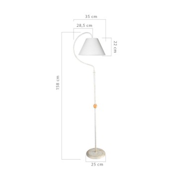 Geo ASZ1043 Stehleuchte mit weißem Lampenschirm aus Stoff