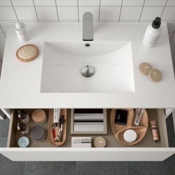 Claros100 glänzend weiß lackierter Badezimmer-Wandschrank mit 2 Schubladen 100x45x56h
