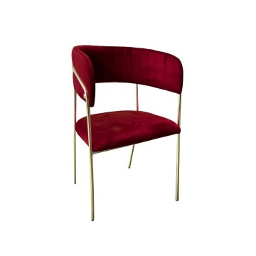 Key chair dunkelroter Stoff und goldener Rahmen