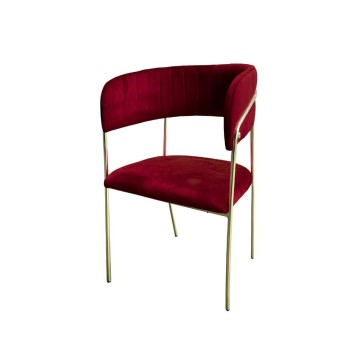 Key chair dunkelroter Stoff und goldener Rahmen