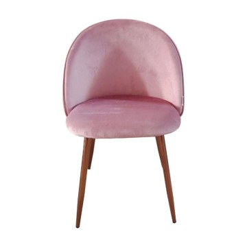 Stuhl Despina mit rosa Stoff und roségoldenen Metallbeinen
