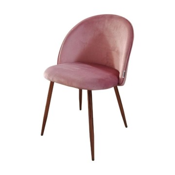 Stuhl Despina mit rosa Stoff und roségoldenen Metallbeinen