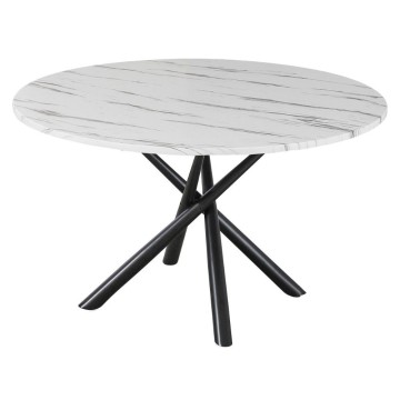 Tisch Umbriel mit Platte in Marmoroptik und schwarzem Metallgestell