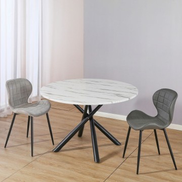 Tisch Umbriel mit Platte in Marmoroptik und schwarzem Metallgestell