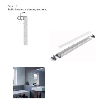 LED-Lichtprofil Walk bathroom 800 mm mattschwarz