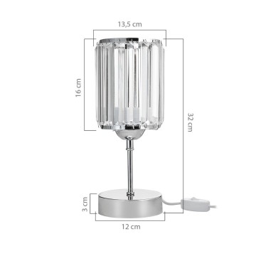 Alis Chrom-Tischlampe mit Kristalleffekt-Schirm MNG7079
