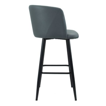 Hocker aus grauem Kunstleder mit mattschwarzen Beinen