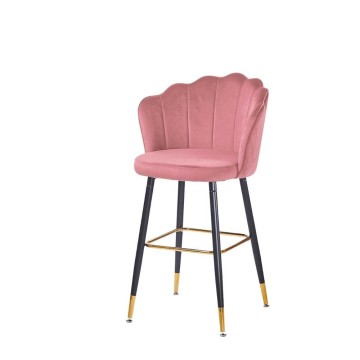 Hocker aus rosa Samt mit goldenen Anschlüssen - Estro