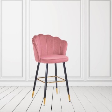 Hocker aus rosa Samt mit goldenen Anschlüssen - Estro