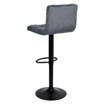 Verstellbarer Hocker Mosva aus grauem Samt und schwarzem Metall