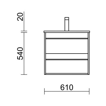 Wandbadezimmerschrank 60 cm eiche ostippo mit waschbecken und 2 schubladen