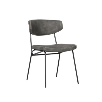 Grauer Vintage-Stuhl mit schwarzen Metallbeinen Callisto