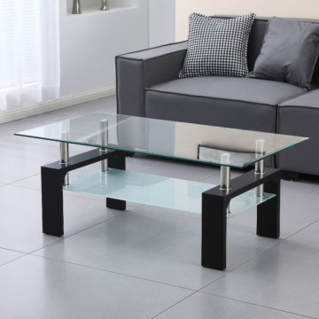 Schwarzer Couchtisch mit zwei Glasablagen Titania 110x60x44h