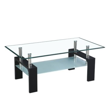 Schwarzer Couchtisch mit zwei Glasablagen Titania 110x60x44h