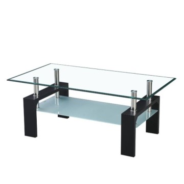 Schwarzer Couchtisch mit zwei Glasablagen Titania 110x60x44h