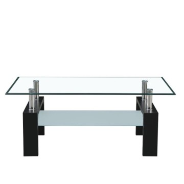 Schwarzer Couchtisch mit zwei Glasablagen Titania 110x60x44h