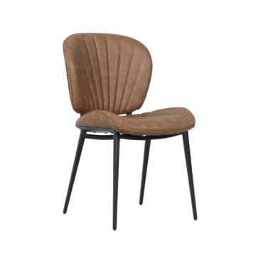 Stuhl mit schwarzen Metallbeinen in der Farbe Vintage Taubengrau Elice