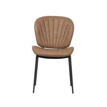 Stuhl mit schwarzen Metallbeinen in der Farbe Vintage Taubengrau Elice