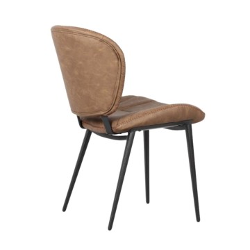 Stuhl mit schwarzen Metallbeinen in der Farbe Vintage Taubengrau Elice