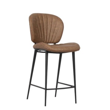 Hocker Elice mit schwarzen Metallbeinen in der Farbe Vintage Taubengrau