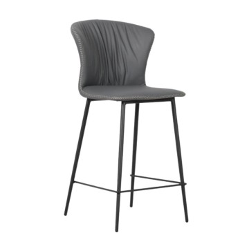 Hocker mit schwarzen Metallbeinen und anthrazitfarbener, umlaufender Rückenlehne Core