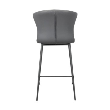 Hocker mit schwarzen Metallbeinen und anthrazitfarbener, umlaufender Rückenlehne Core