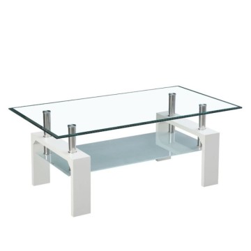 Weißer Couchtisch mit zwei Glasablagen Titania 110x60x44h