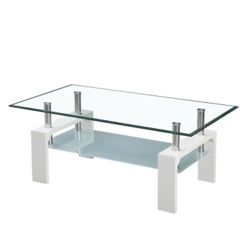 Weißer Couchtisch mit zwei Glasablagen Titania 110x60x44h