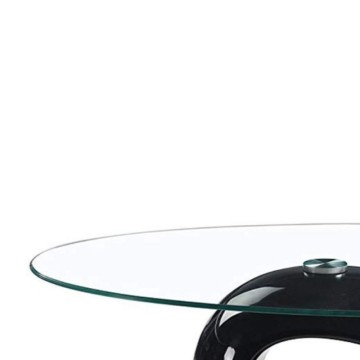 Couchtisch mit ovaler Glasplatte und glänzendem schwarzem Rahmen 115x65x40 Miranda