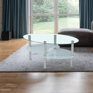 Ovaler Couchtisch mit 3 Glasplatten 90x55x45 Mimas