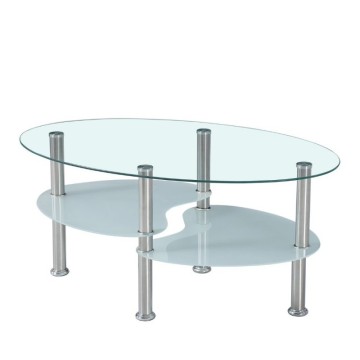 Ovaler Couchtisch mit 3 Glasplatten 90x55x45 Mimas