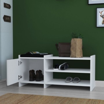 Sunno weiß 100x35x44 Schuhschrank mit Tür und Einlegeböden