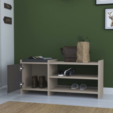 Schuhbank mit Tür und Einlegeböden Sunno taubengrau und anthrazit 100x35x44