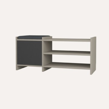 Schuhbank mit Tür und Einlegeböden Sunno taubengrau und anthrazit 100x35x44