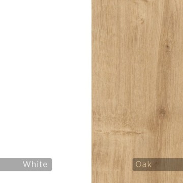 TV-Ständer weiß und Eichengestell mit 2 Türen Klappe 125,5x33x56,5