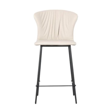 Hocker mit schwarzen Metallbeinen und beiger umlaufender Rückenlehne Kern
