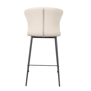 Hocker mit schwarzen Metallbeinen und beiger umlaufender Rückenlehne Kern