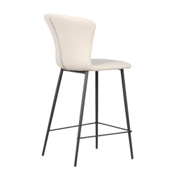 Hocker mit schwarzen Metallbeinen und beiger umlaufender Rückenlehne Kern
