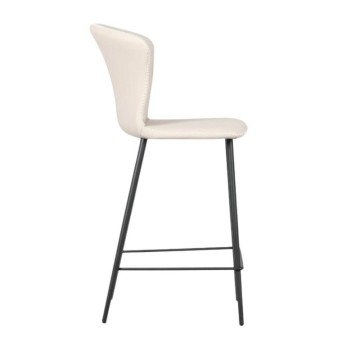 Hocker mit schwarzen Metallbeinen und beiger umlaufender Rückenlehne Kern