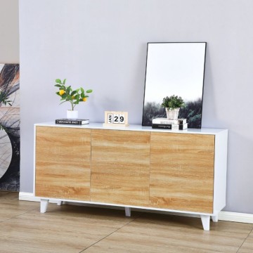 Sideboard mit 3 Türen aus Eiche und weißem Rahmen Moran 154x40x75