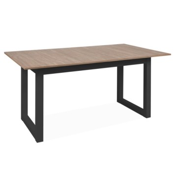 Austin80A 160x90x75 rechteckiger Ausziehtisch mit Holzplatte und anthrazitfarbenen Beinen