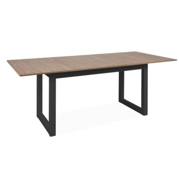 Austin80A 160x90x75 rechteckiger Ausziehtisch mit Holzplatte und anthrazitfarbenen Beinen