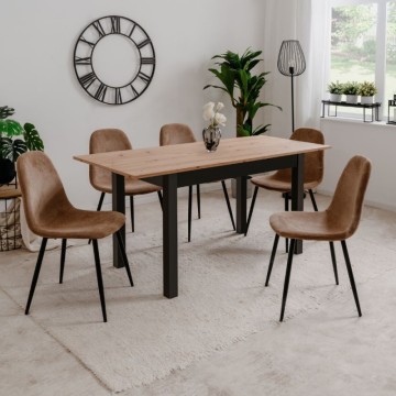 Ausziehbarer rechteckiger Tisch Eiche und schwarz Coburg120 120x70x76,5