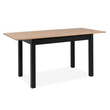 Ausziehbarer rechteckiger Tisch Eiche und schwarz Coburg120 120x70x76,5