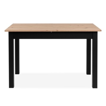 Ausziehbarer rechteckiger Tisch Eiche und schwarz Coburg120 120x70x76,5